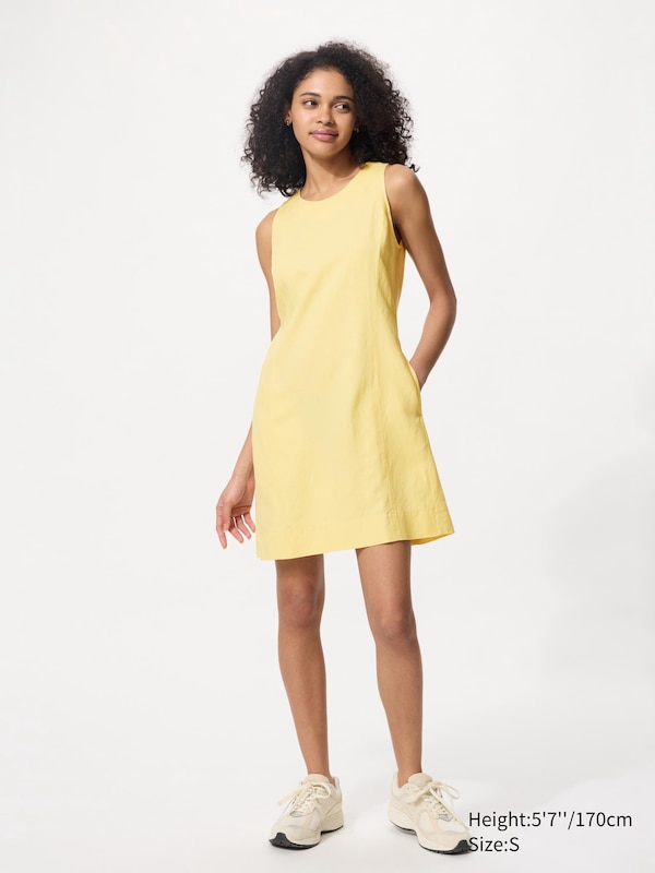 

Мини-Платье из льняной смеси (без рукавов) Uniqlo, желтый