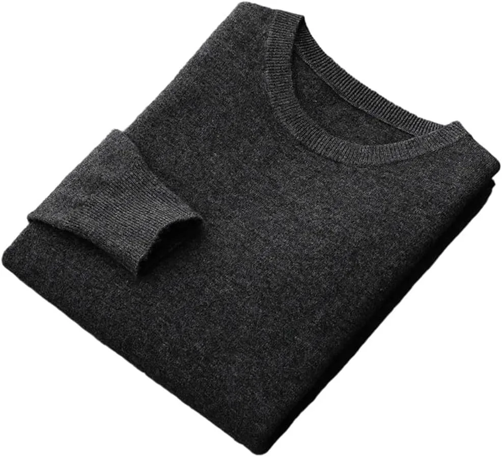 

Мужской свитер из мериносовой шерсти круглый вырез легкий