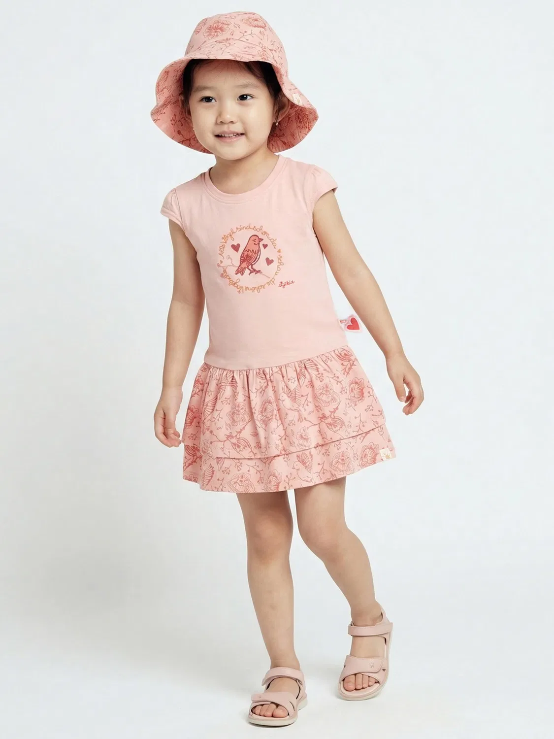 Платье Sigikid Kleid Pink Birds светло-розового цвета — фото 4