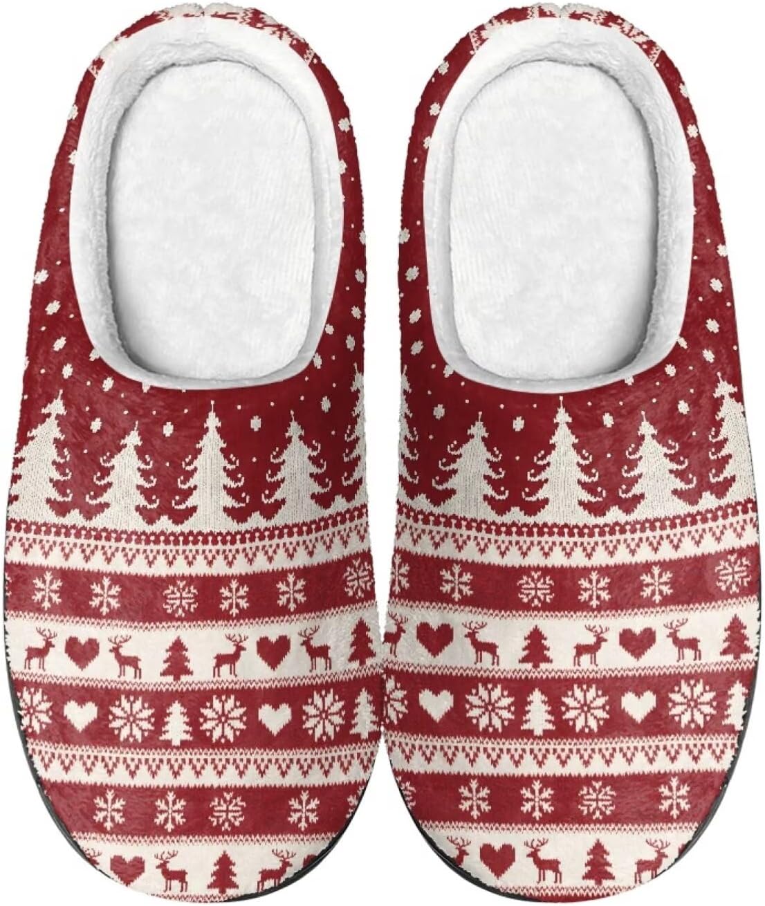 

Удобные плюшевые тапочки Cadowhimsy с закрытым носком, домашние тапочки без шнурков, пушистые домашние тапочки для женщин и мужчин, для дома и улицы, Vintage Christmas Tree Reindeer Snowflake