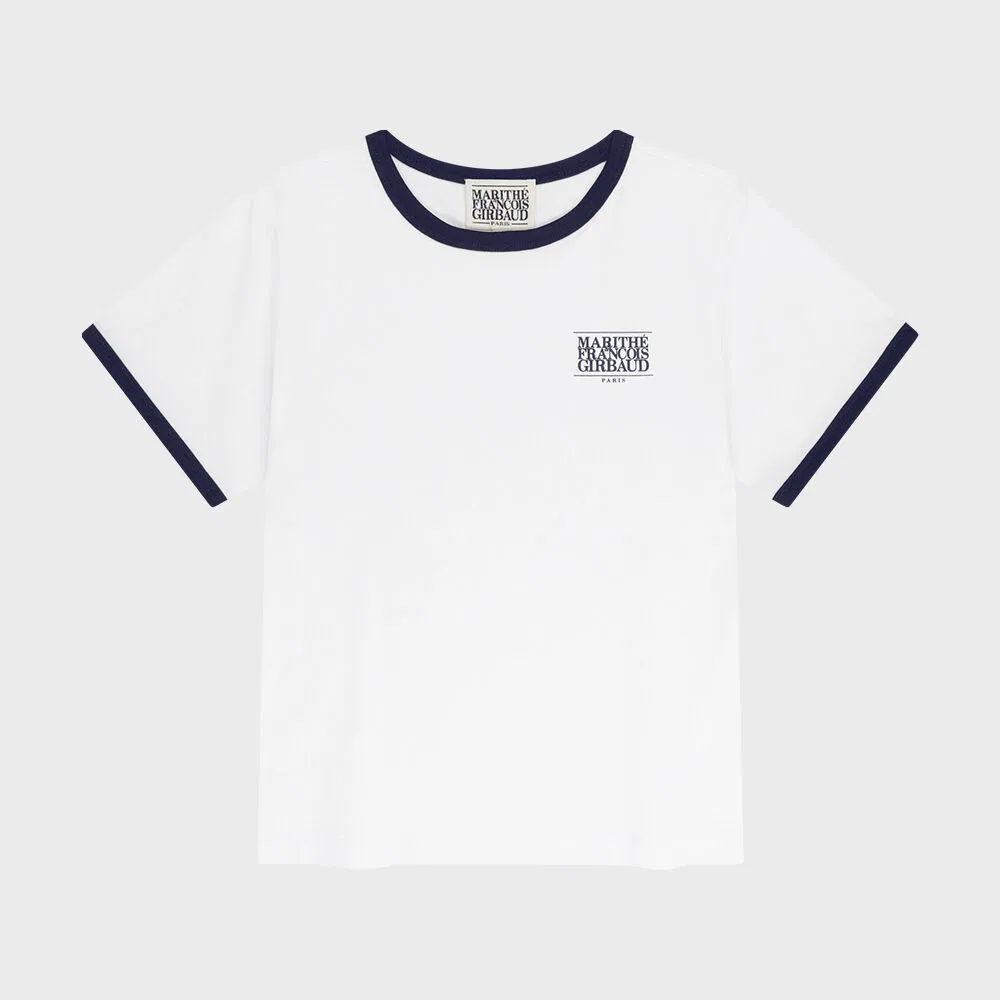 Детская футболка Kids Small Classic Logo Ringer белая от Marithé Kids