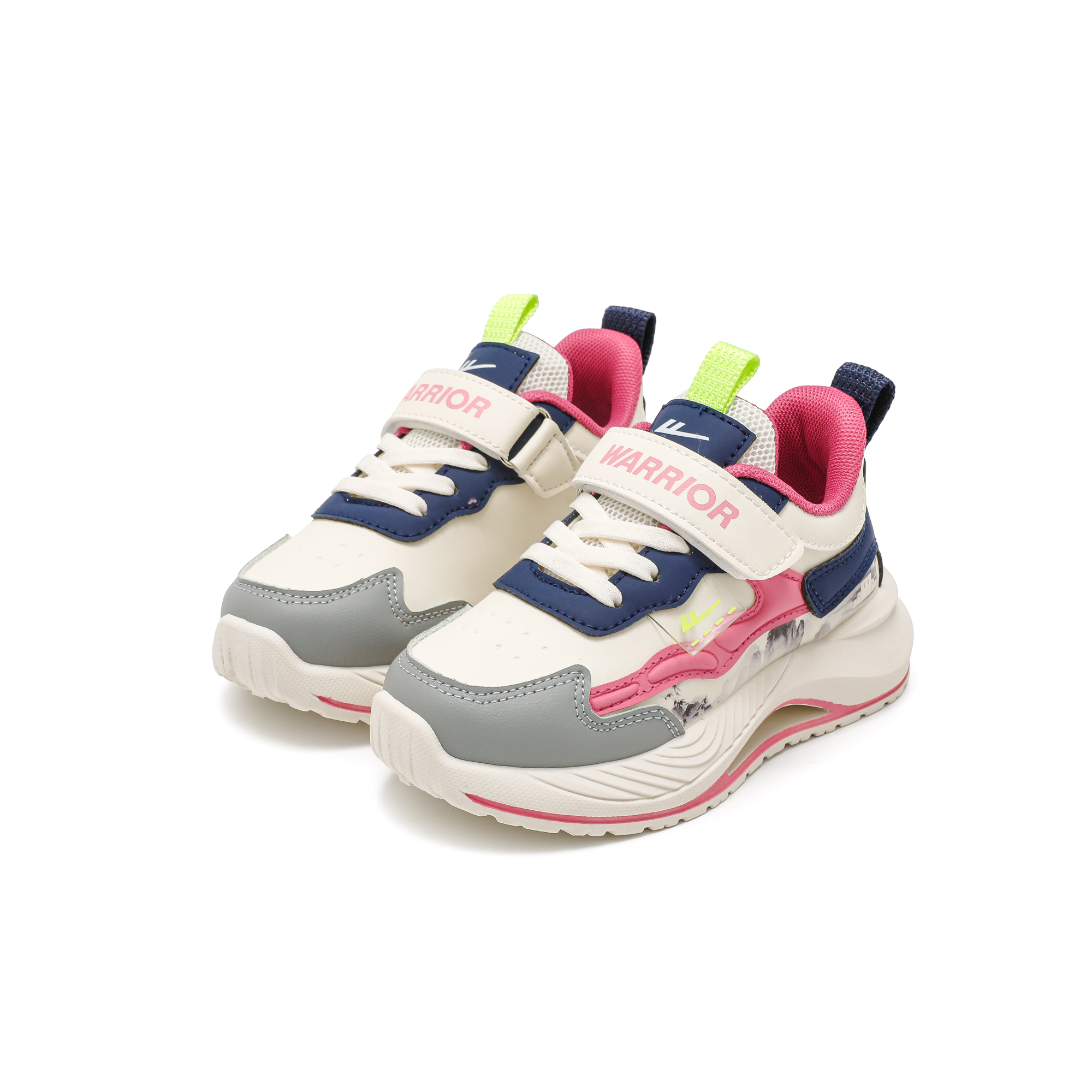 Мужские спортивные ботинки Synthetic Leather Cushioning Abrasion Resistant Waterproof Low top Женские повседневные туфли WARRIOR, бежевый/розовый/синий — фото 4