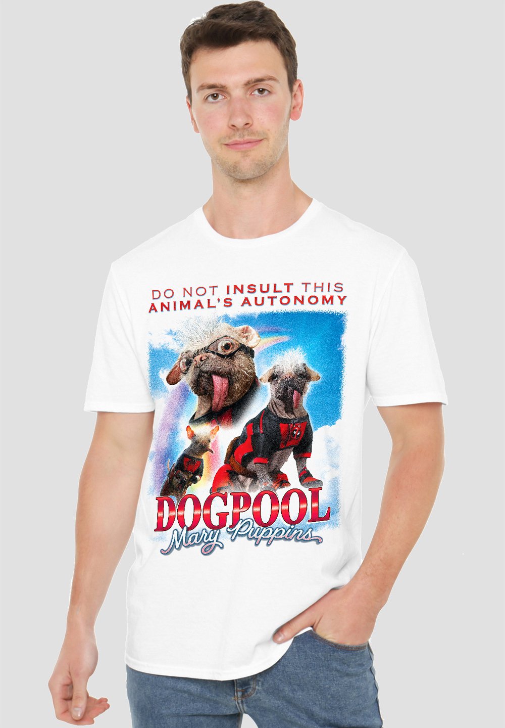 

Футболка с принтом DEADPOOL WOLVERINE MARY PUPPINS BOOTLEG Marvel, белый