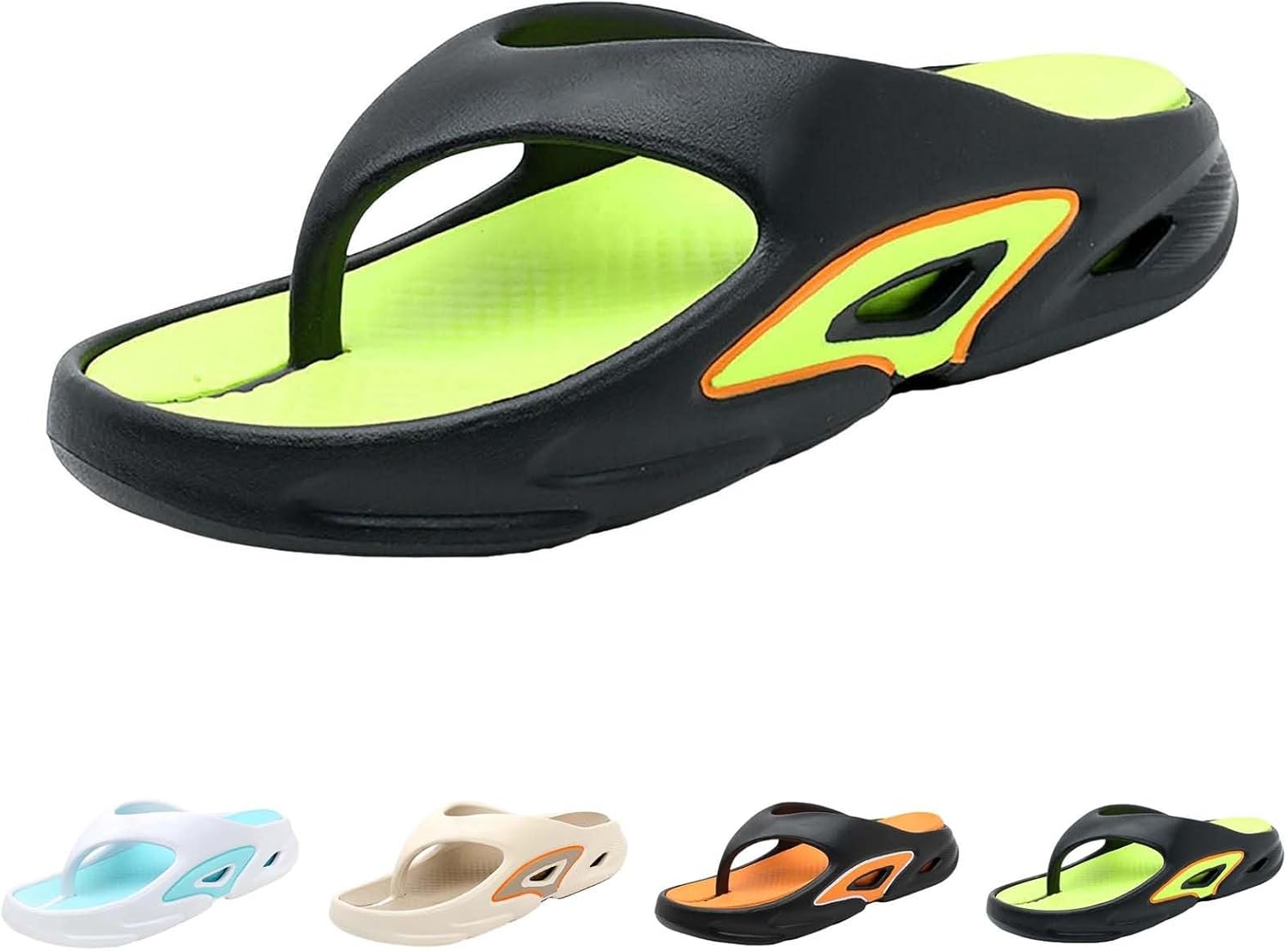 

Женские вьетнамки с поддержкой свода стопы, мужские шлепанцы с мягкой подкладкой, пляжные повседневные ортопедические тапочки на танкетке, слипоны с цветными вставками Generic, зеленый