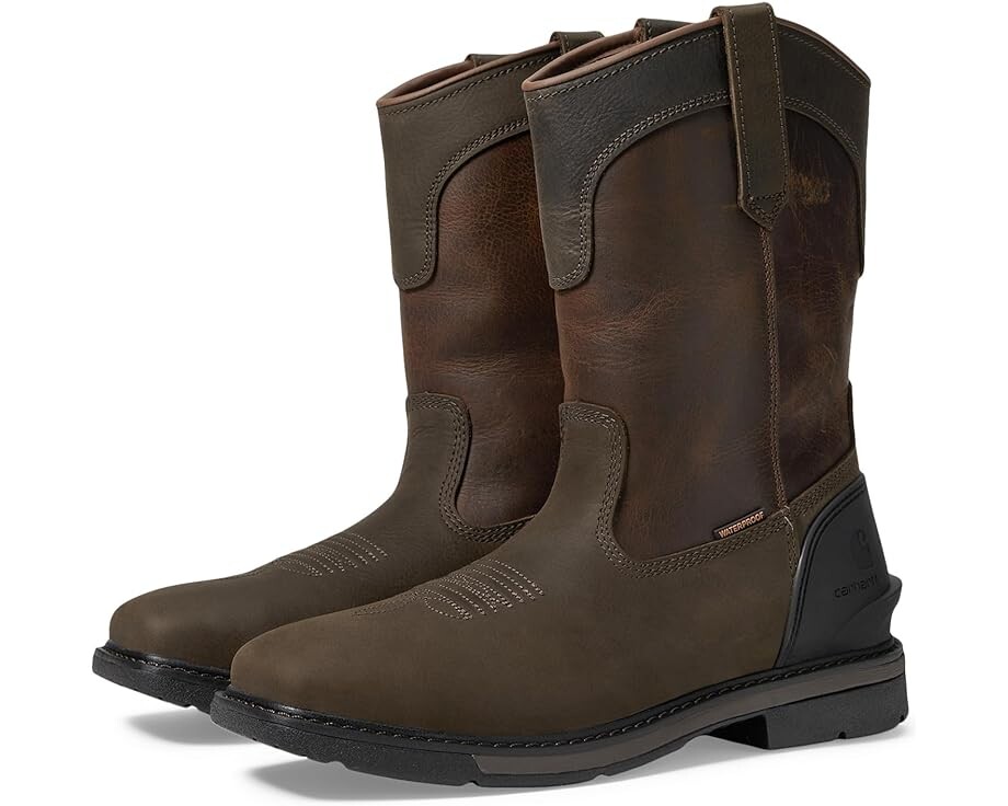 

Ботинки Carhartt Montana Waterproof 11" Steel Square Toe Wellington, цвет Dark Brown Oil Leather/Red Brown Leather Shaft