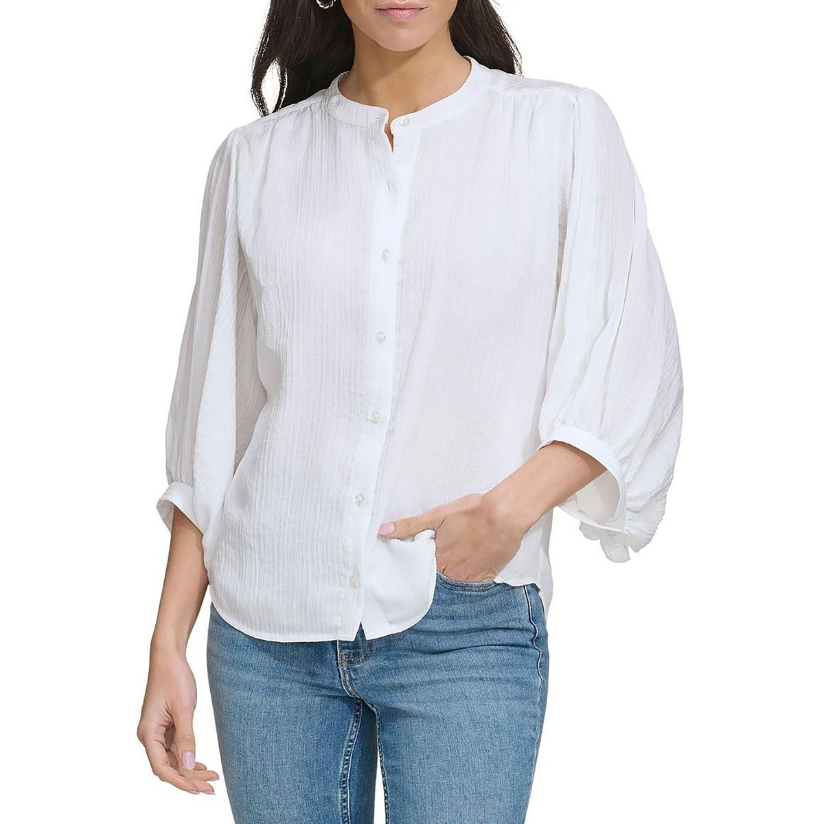 

Женская однотонная шифоновая блузка Calvin Klein, цвет soft white