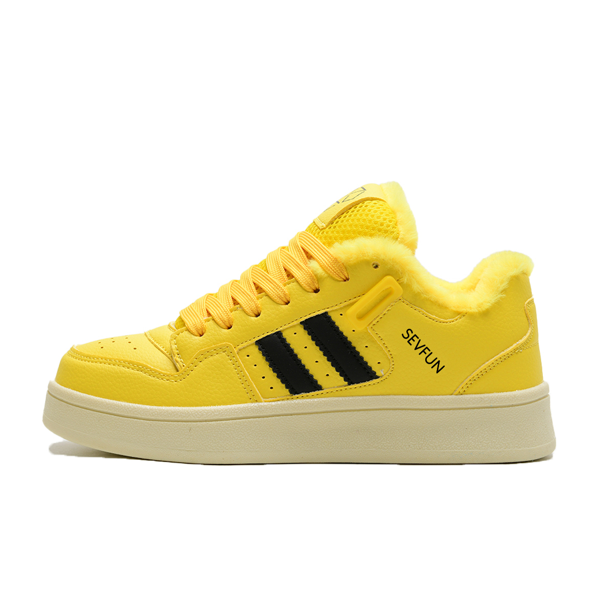 

7 SEVFUN Низкие скейтерские кроссовки унисекс в подарочной коробке - желто-черные (с флисовой подкладкой), цвет Yellow Black (Fleece-Lined)