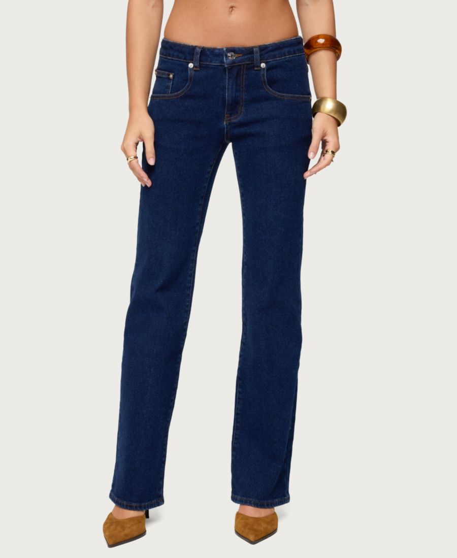 

Женские джинсы Jemima с контрастной строчкой и низкой посадкой Edikted, Dark-blue-washed
