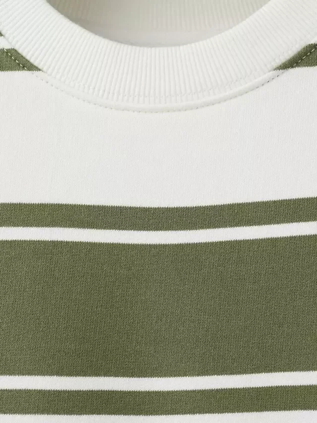 Детская хлопковая толстовка Sudadera в полоску, цвет хаки Mango — фото 4