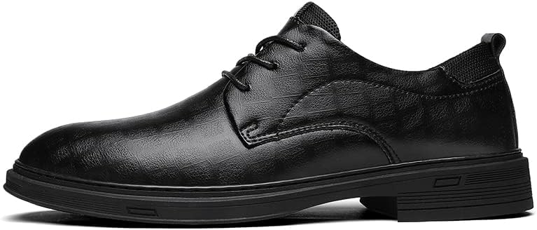 

Классические мужские туфли на шнуровке с круглым носком, в клетку, из искусственной кожи, дерби, с нескользящей резиновой подошвой Lhyxu, черный