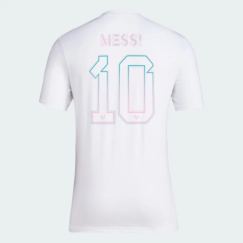 Футболка с принтом Messi adidas, белый/Inter Miami Cf — фото 3