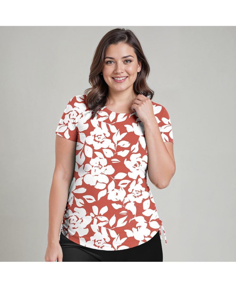 

Купальный топ и плавки/бюстгальтер Adele больших размеров с короткими рукавами Calypsa, Rusty rose