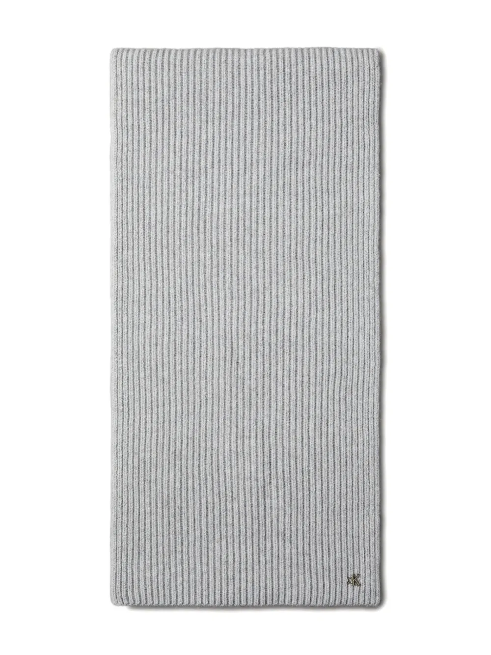 

Шарф в рубчик с логотипом Calvin Klein, серый