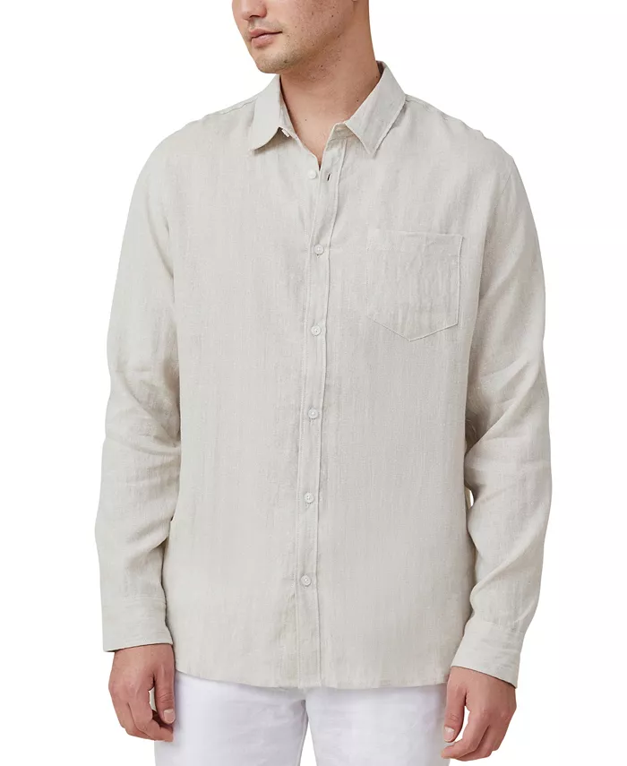 

Мужская льняная рубашка с длинным рукавом COTTON ON, коричневый/бежевый