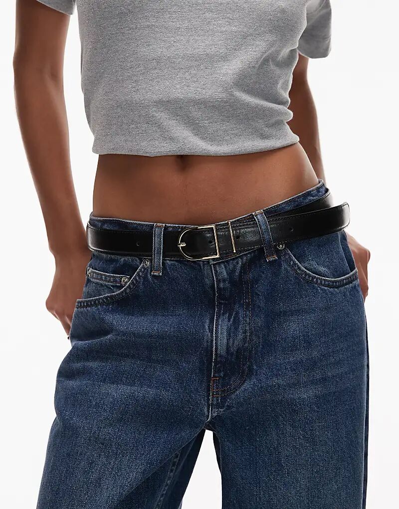 

& Other Stories ремень из натуральной кожи черного цвета с золотой пряжкой