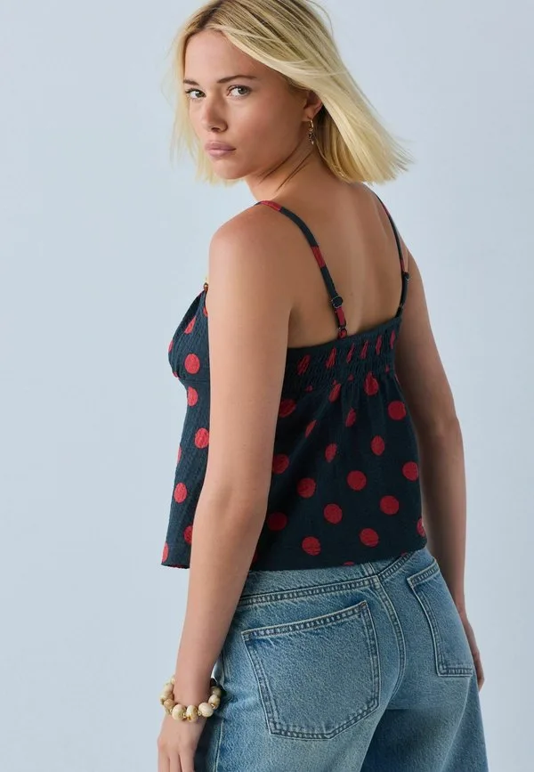 Топ без рукавов с бисерной отделкой и бретелями стандартного кроя Next, Red Navy Polka Dot — фото 2