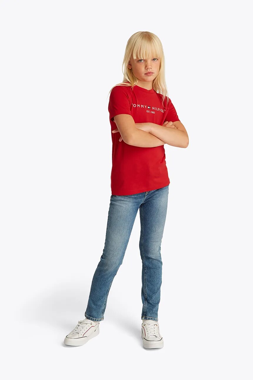 

Детская хлопковая футболка Tommy Hilfiger, красный