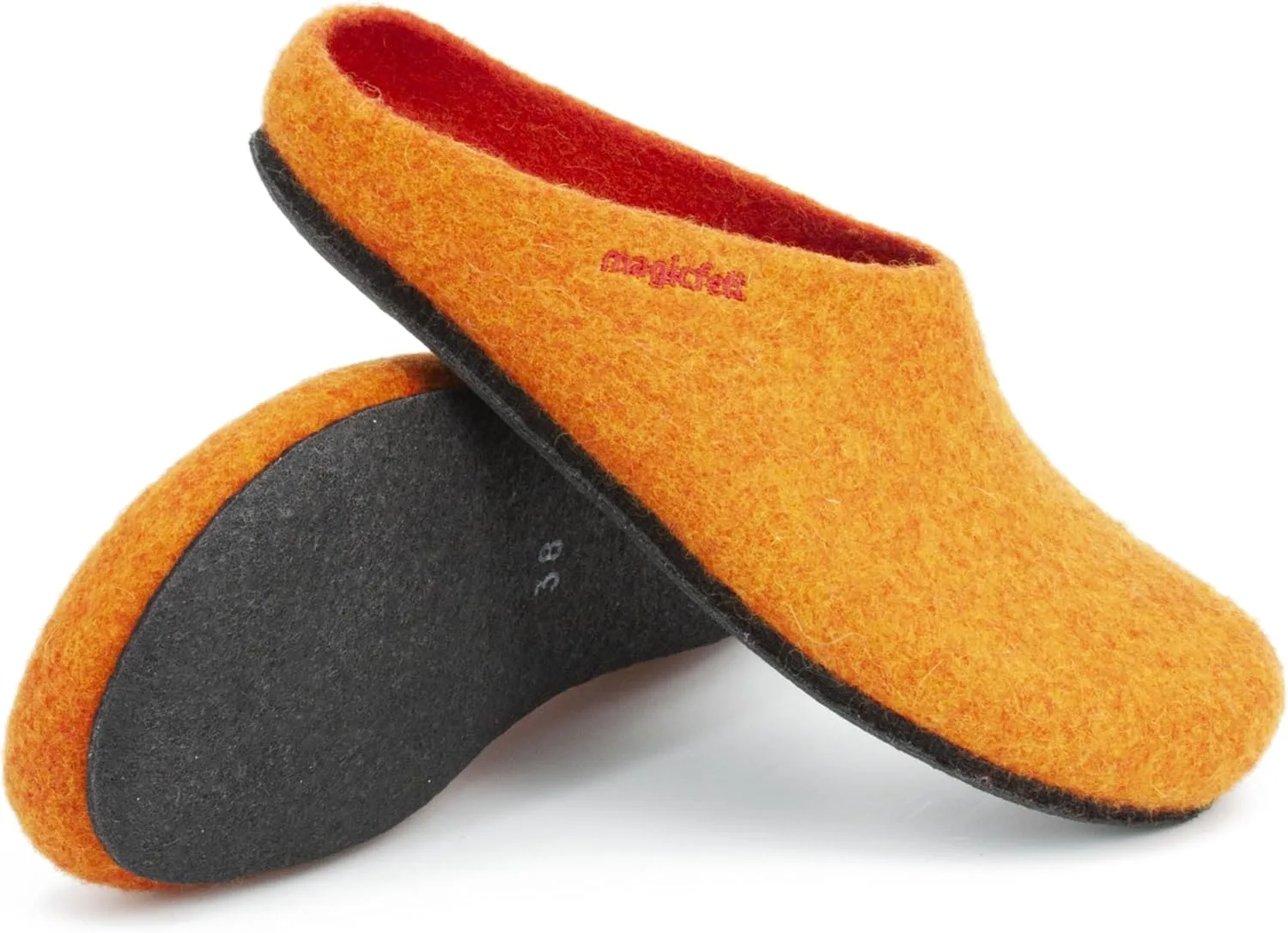 Тапочки MagicFelt AN 709 из чистой натуральной шерсти для мужчин и женщин - нескользящие и анатомической формы, оранжевый