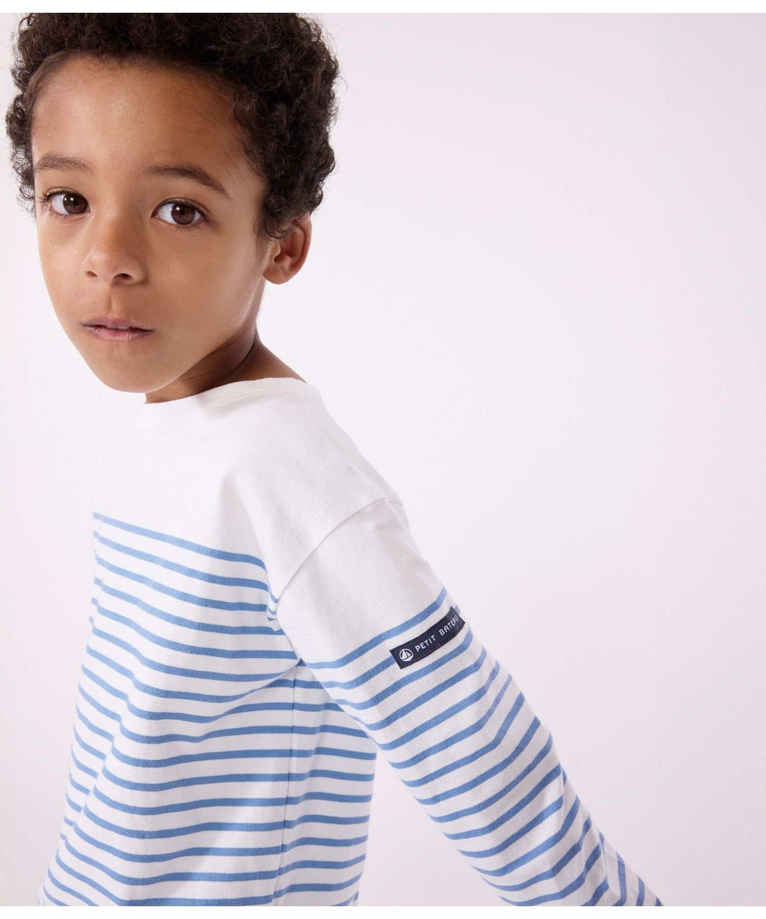 Толстовка Мариньер, крой и пошив Petit Bateau, Off-white/Blue — фото 2