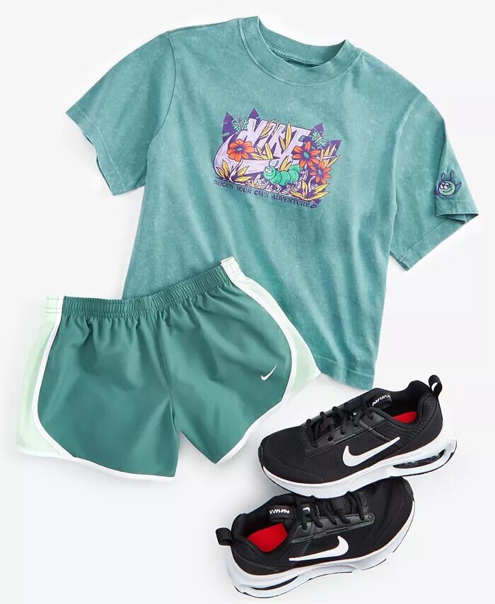 Спортивная футболка для больших девочек, шорты для бега Dri-Fit Tempo и повседневные кроссовки Court Legacy от Finish Line Nike, черный — фото 3