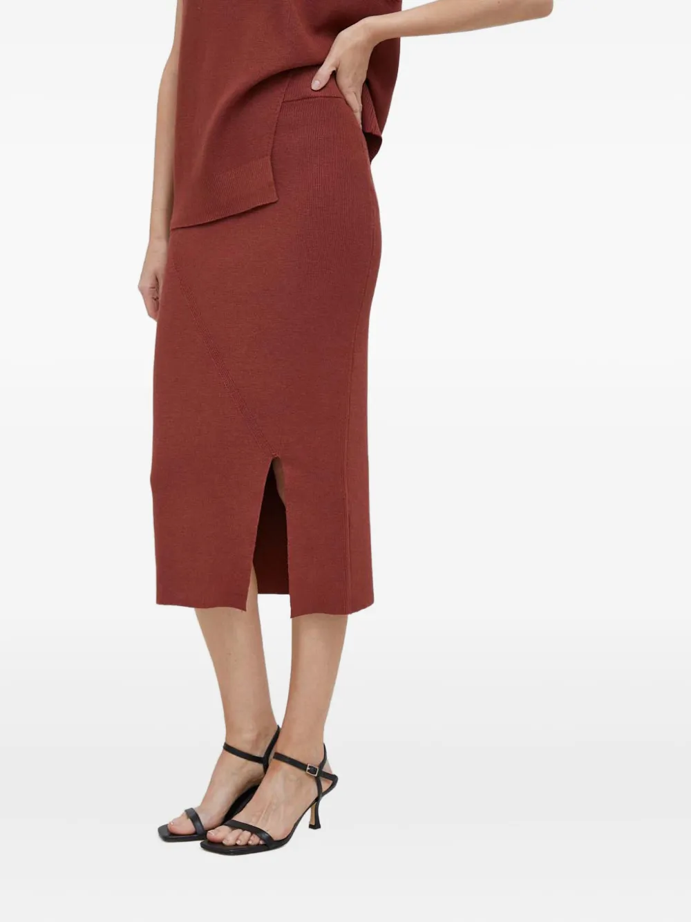 

Миди-юбка с разрезом сбоку Dkny, красный