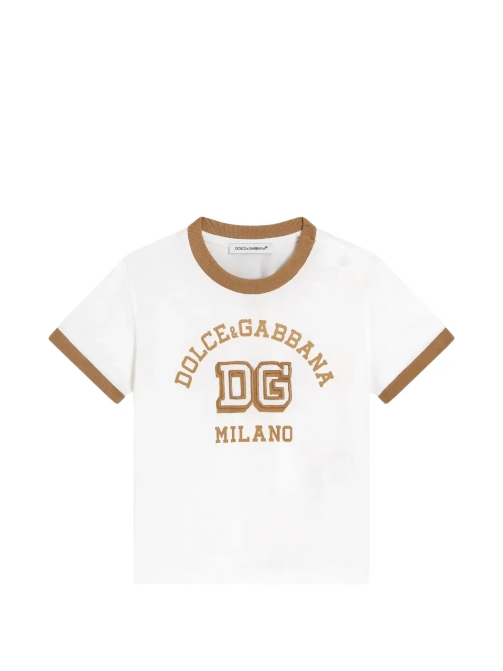 Футболка из джерси с принтом и вышивкой Dolce & Gabbana Kids, белый