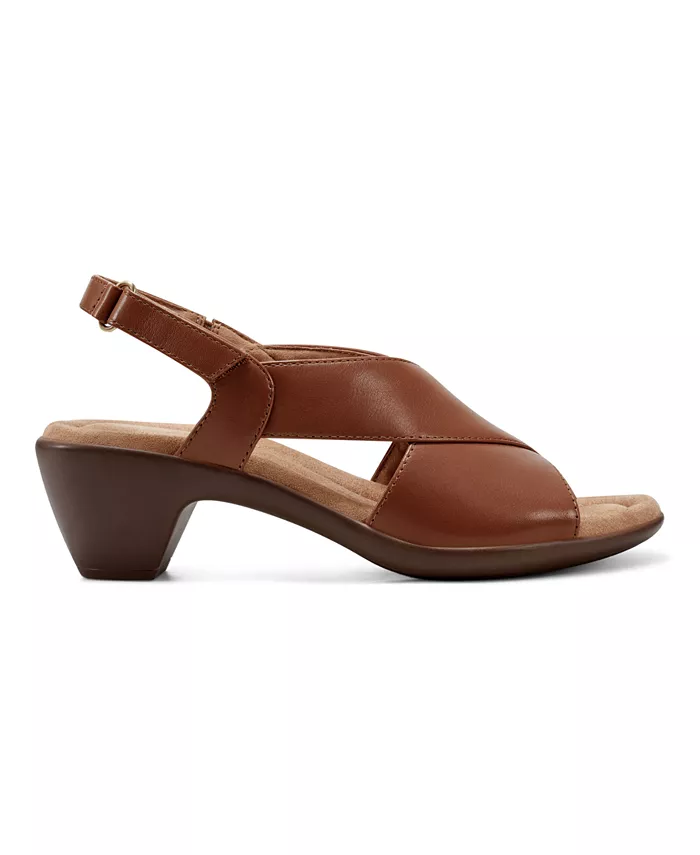 Сандалии Chantal Crisscross на низком каблуке из кожи Easy Spirit, коричневый — фото 2