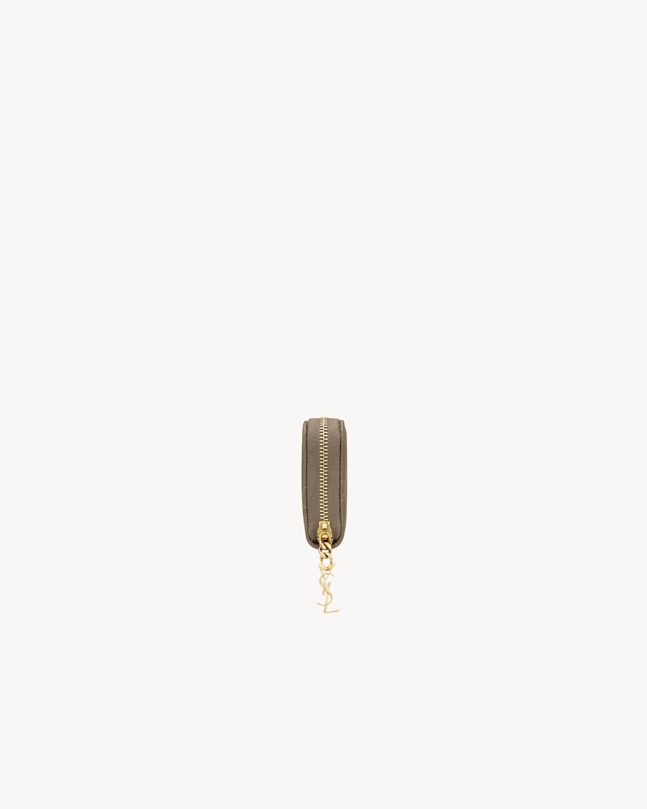 Монетница CASSANDRE BIJOU из кожи GRAIN DE POUDRE SAINT LAURENT, серый — фото 3