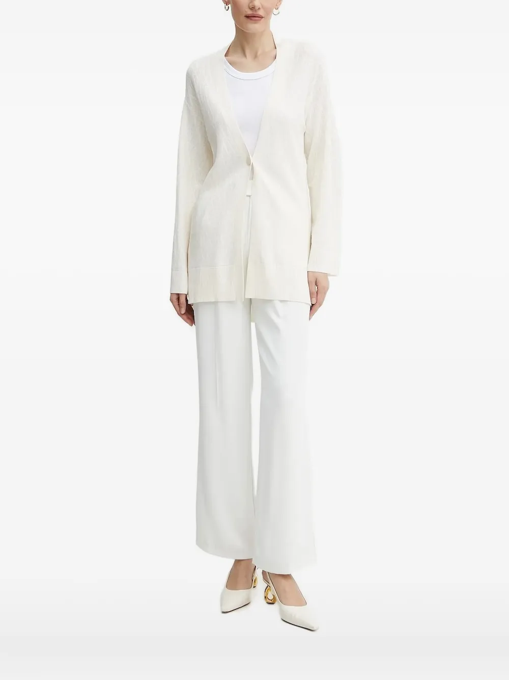 

Кардиган с косой вязкой Armani Exchange, белый