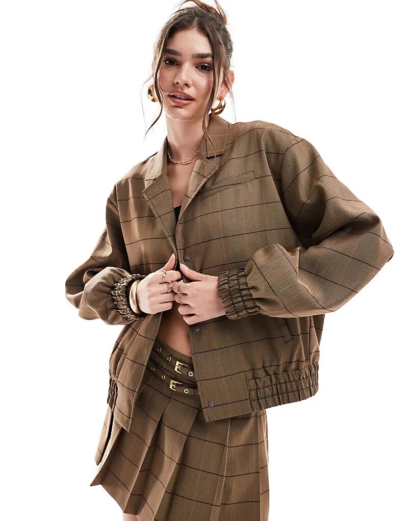 

Куртка-бомбер в клетку ASOS DESIGN