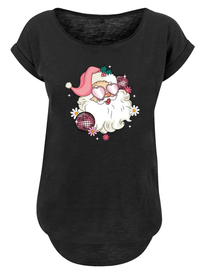 

Футболка F4NT4STIC Long Cut T-Shirt Pink Retro Disco Santa Weihnachten, черный