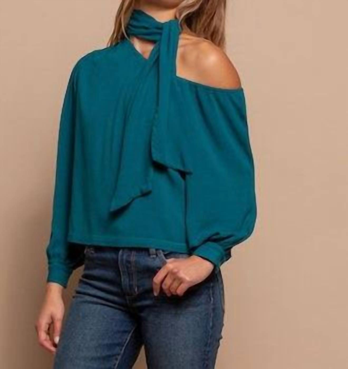 

Топ на одно плечо с завязкой на шее в бирюзовом цвете red haute
