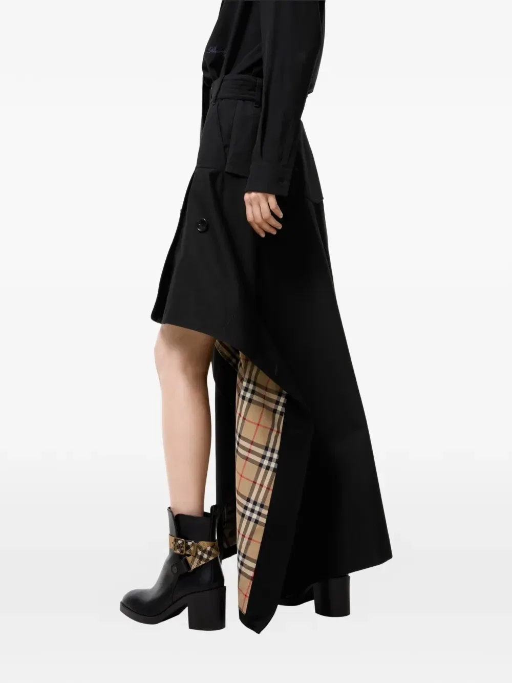 Юбка BURBERRY, асимметричный крой, рог буйвола, черный — фото 3