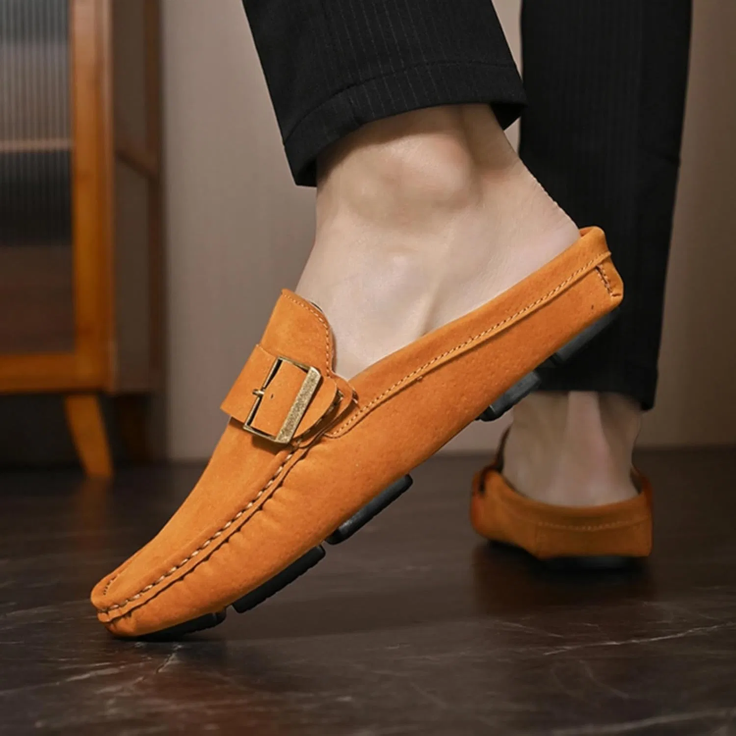 Мужские мюли, Suede, Loafers & Slip-Ons, Reddish Brown Aokisx — фото 3