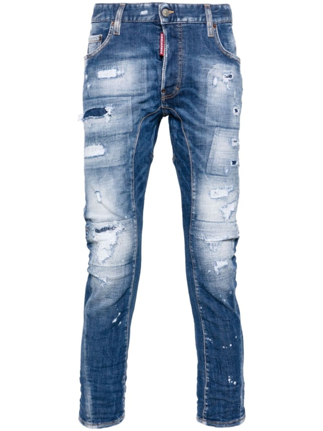 

Dsquared2 узкие джинсы Tidy Biker с прорезями, синий