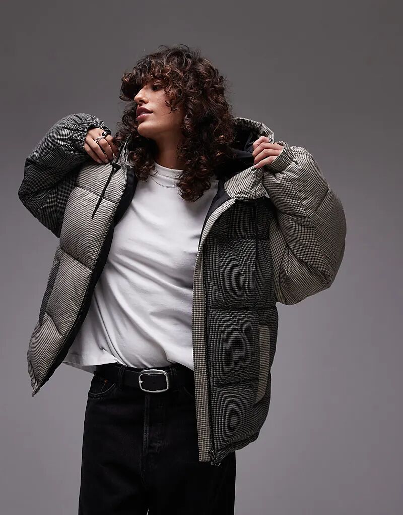

Клетчатый пуховик из нейлона в многоцветном исполнении Topshop