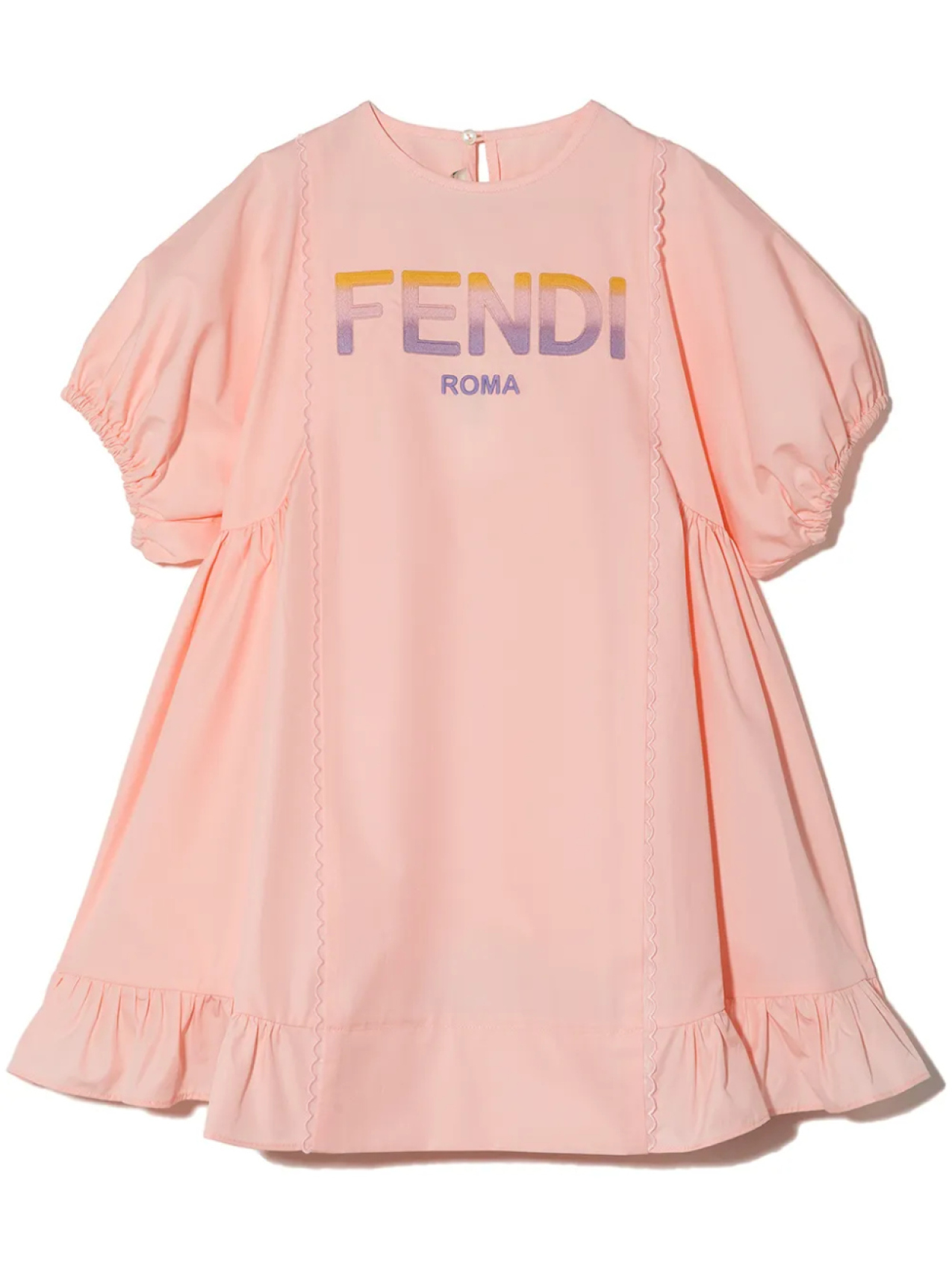 

Платье с оборками и логотипом Fendi Kids, розовый