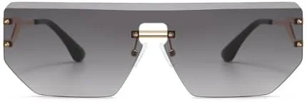 

Женские солнцезащитные очки 2027 года с безрамочной оправой и градиентным металлическим вырезом, мужские солнцезащитные очки для вождения на открытом воздухе MTZJH, 1