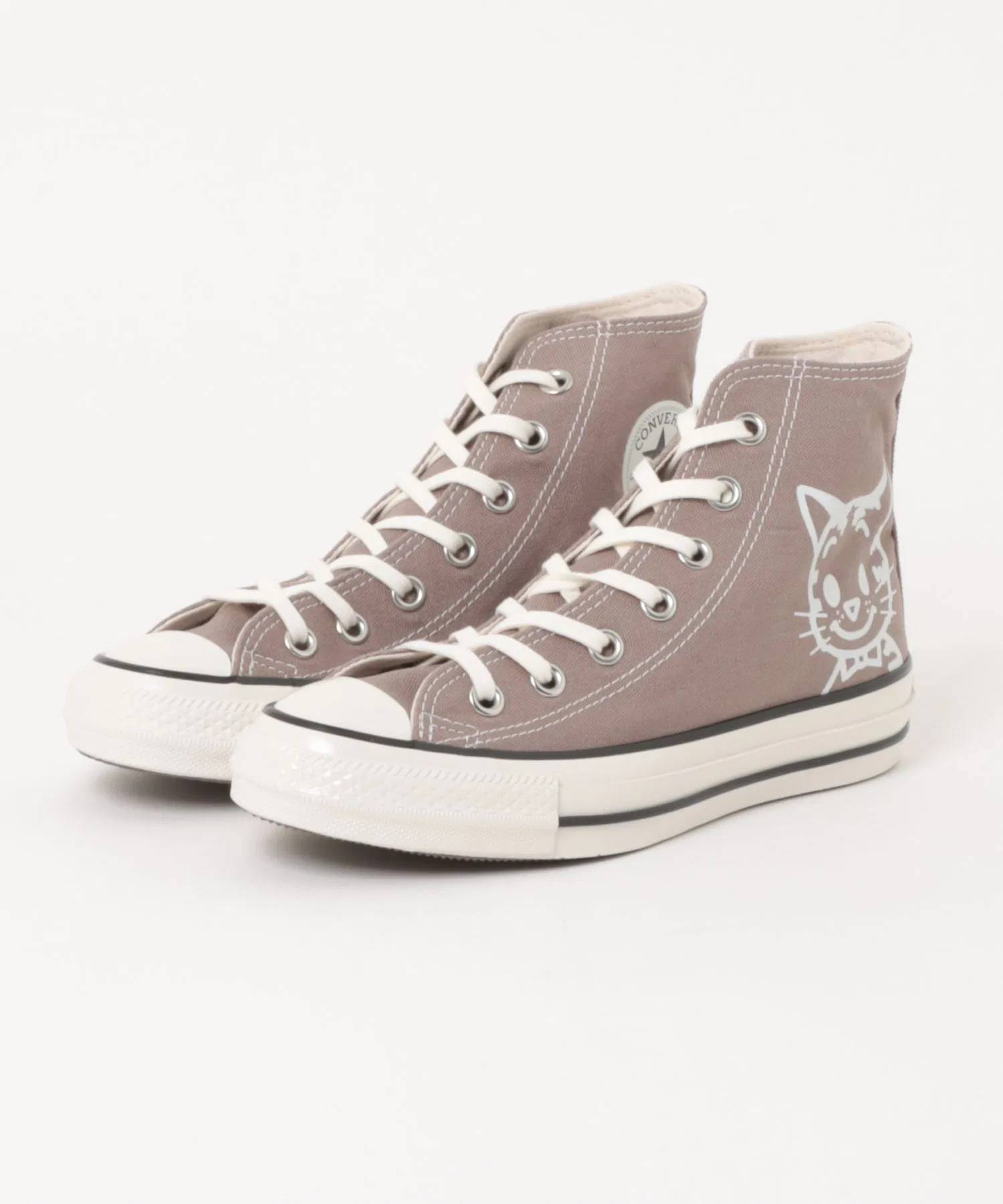 Мужские высокие кеды из хлопка CONVERSE ALL STAR AGED HI CAT&DOG коричневые