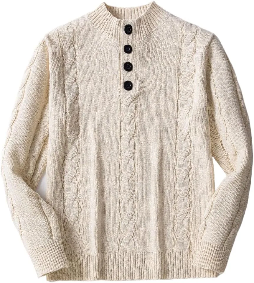 

JEShifangjiusu мужской вязаный свитер с воротником стойкой и пуговицами