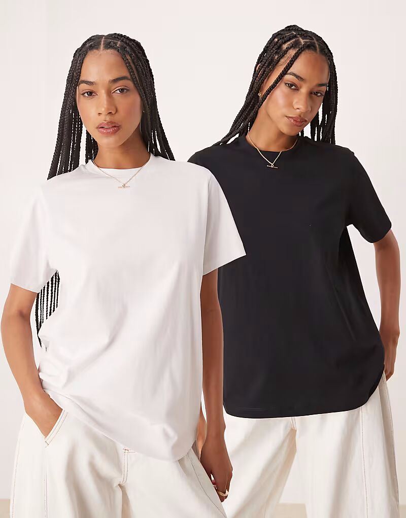 

Футболка ASOS DESIGN Ultimate с круглым вырезом, 2 пары, черного и белого цвета