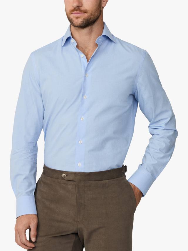 

Хлопковая рубашка с приталенным кроем knightsbridge и отложным воротником в клетку gingham Hackett London, Sky Blue