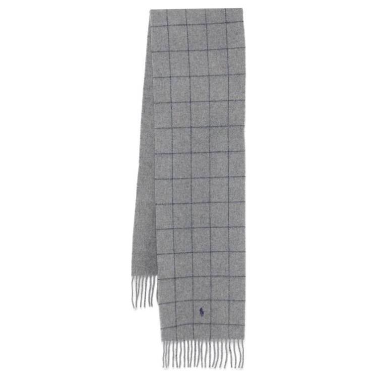

Polo Ralph Lauren Мужской серый шарф из переработанной шерсти и нейлона, Gray