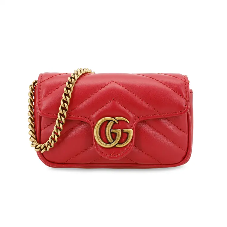 GUCCI Кошелёк GG Marmont из стёганой кожи экстра мини для женщин красный — фото 2