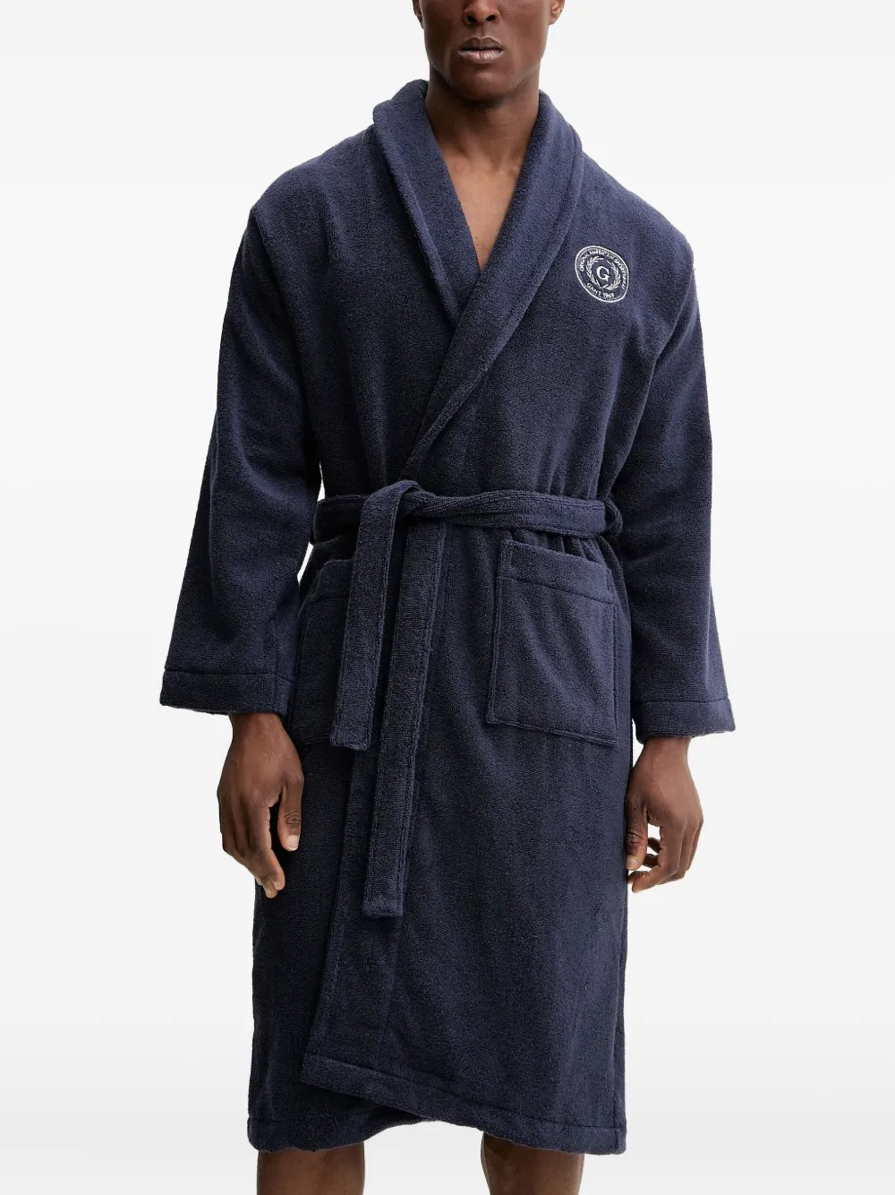 

Халат с шалевым воротником и вышитым логотипом Gant, синий