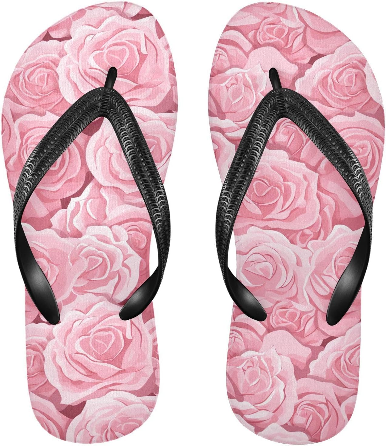 

SPRIPORT Розовые Розы Женские и Мужские Узкие Шлепанцы с Перегородкой, Удобные Повседневные Сандалии с Амортизирующей Подошвой и Нескользящей Резиновой Подошвой, Для Душа, Лета, Прогулок и Пляжа