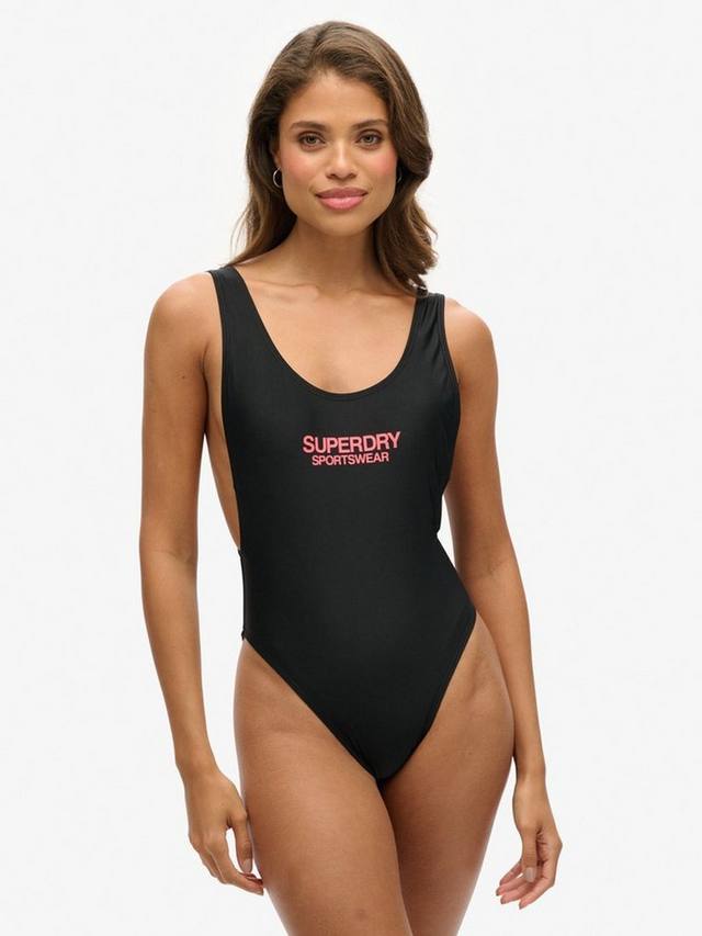 

Эластичный купальник с овальной спинкой Superdry, черный