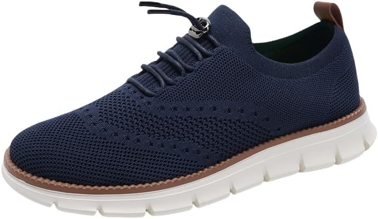 

Мужские дышащие повседневные туфли с сеткой, спортивные кроссовки для бега с мягкой подошвой, оксфорды для работы и прогулок, удобные лоферы с шнуровкой Xjypuu2, темно-синий