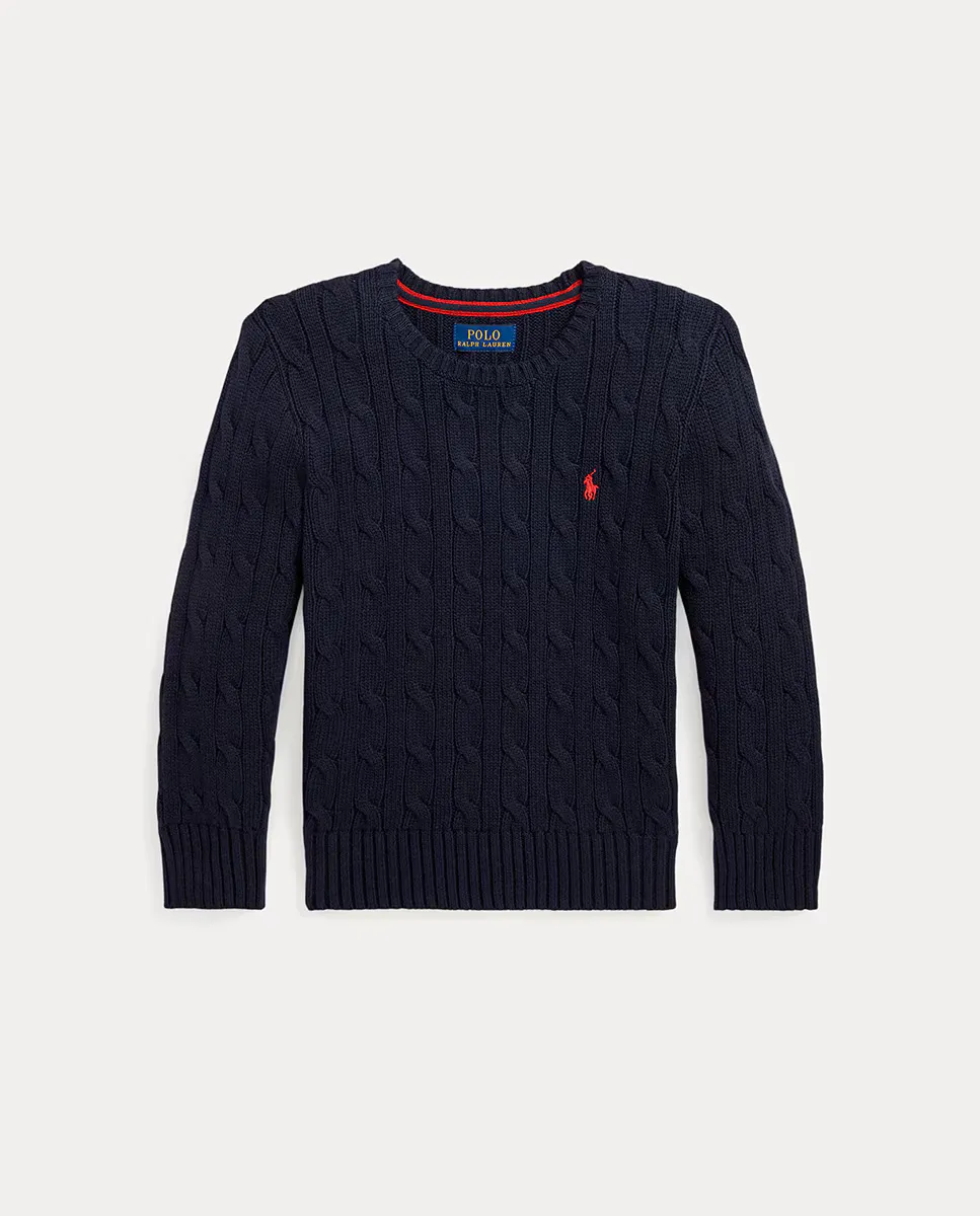 

Хлопковый свитер для мальчика темно-синего цвета Polo Ralph Lauren, темно-синий