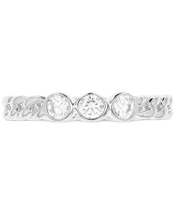 

Кольцо-Тройка с кубическим цирконием из стерлингового серебра или 14-каратного золота поверх стерлингового серебра Macy'S, white